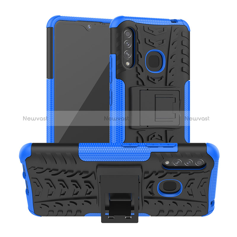 Silicone Matte Finish and Plastic Back Cover Case with Stand J01X for Samsung Galaxy A70E