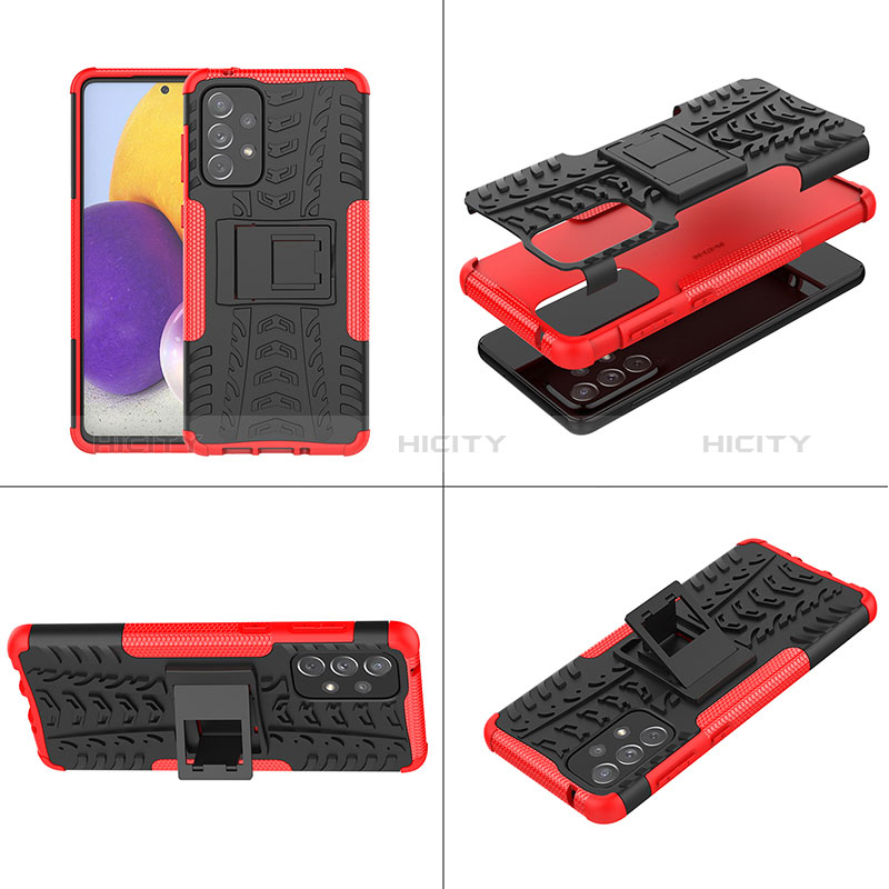 Silicone Matte Finish and Plastic Back Cover Case with Stand J01X for Samsung Galaxy A73 5G