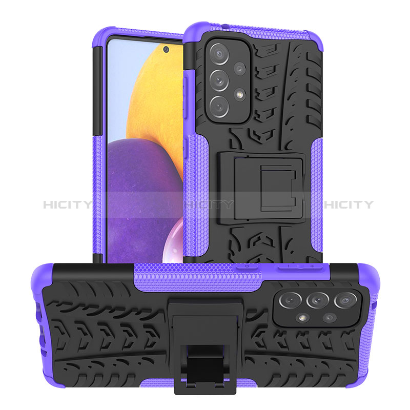 Silicone Matte Finish and Plastic Back Cover Case with Stand J01X for Samsung Galaxy A73 5G