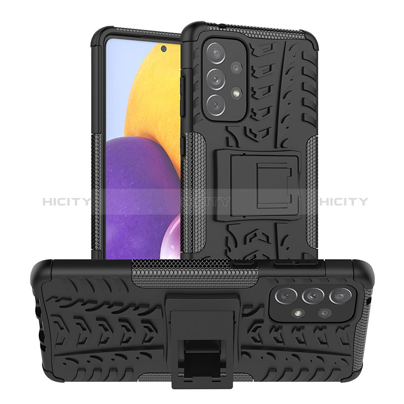 Silicone Matte Finish and Plastic Back Cover Case with Stand J01X for Samsung Galaxy A73 5G