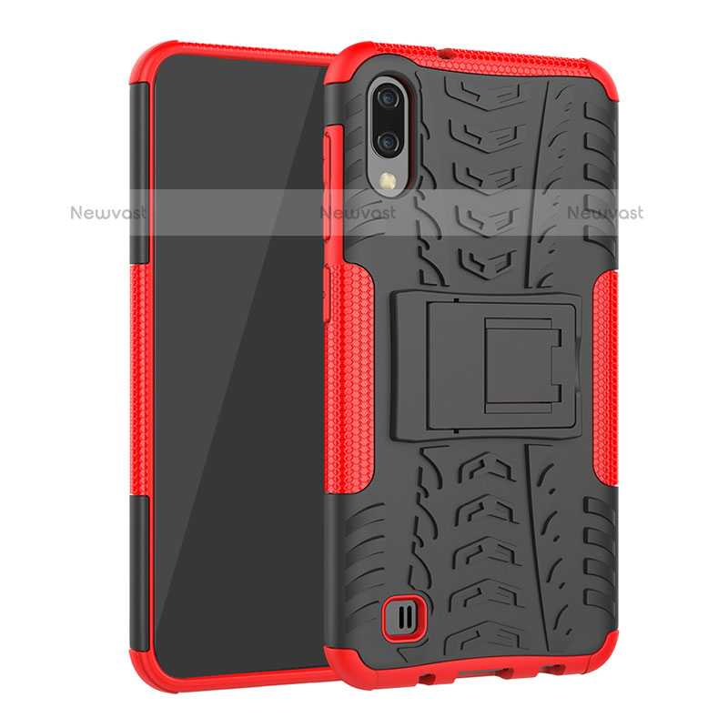 Silicone Matte Finish and Plastic Back Cover Case with Stand J01X for Samsung Galaxy M10