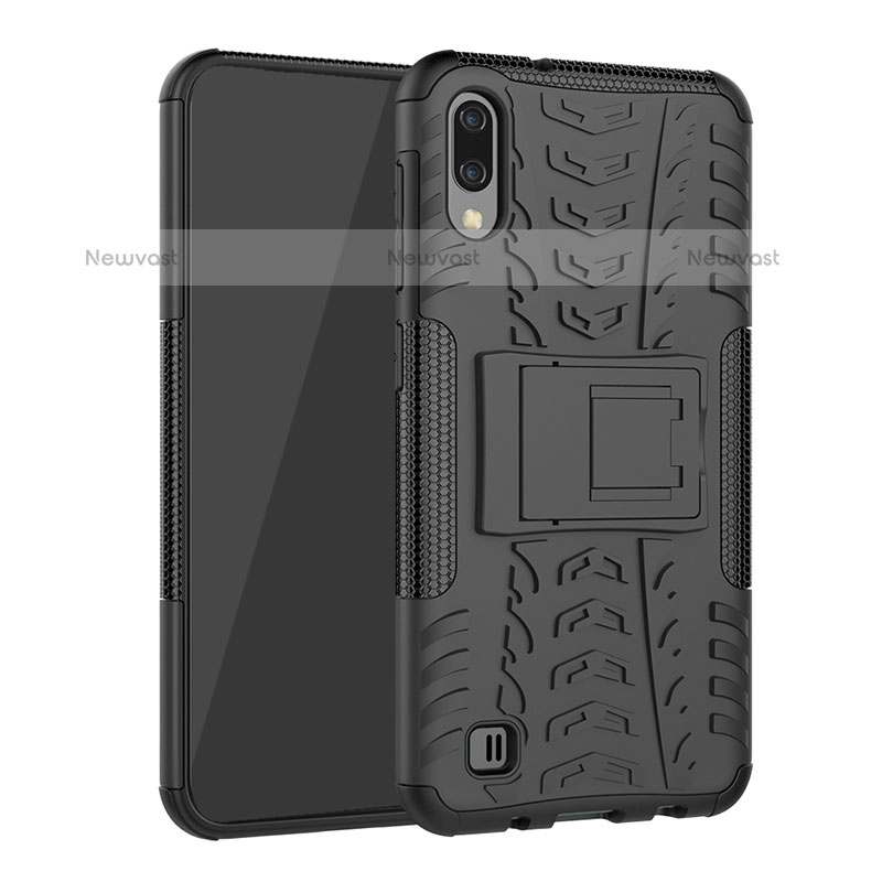 Silicone Matte Finish and Plastic Back Cover Case with Stand J01X for Samsung Galaxy M10