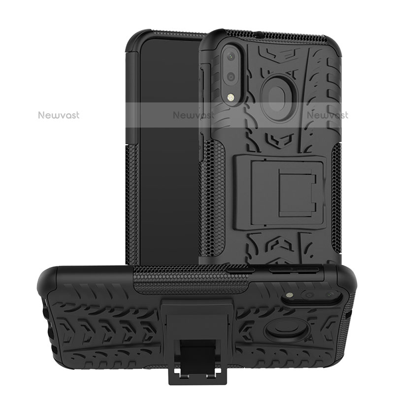 Silicone Matte Finish and Plastic Back Cover Case with Stand J01X for Samsung Galaxy M20