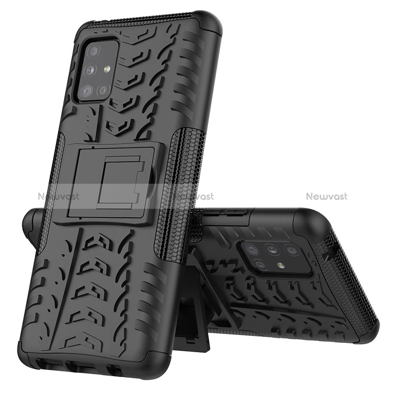 Silicone Matte Finish and Plastic Back Cover Case with Stand J01X for Samsung Galaxy M40S Black