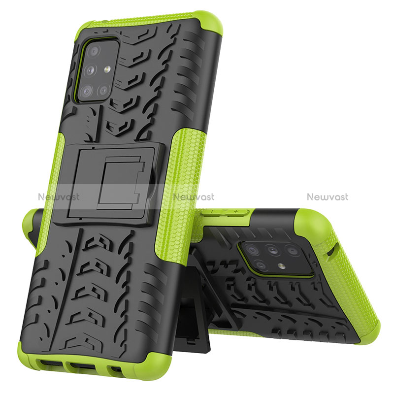 Silicone Matte Finish and Plastic Back Cover Case with Stand J01X for Samsung Galaxy M40S Green