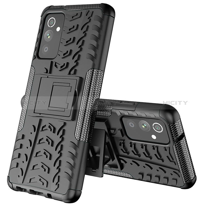 Silicone Matte Finish and Plastic Back Cover Case with Stand J01X for Samsung Galaxy S23 FE 5G Black