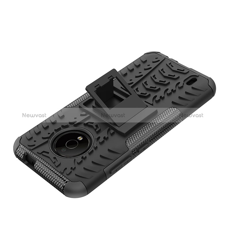 Silicone Matte Finish and Plastic Back Cover Case with Stand JX1 for Nokia C200