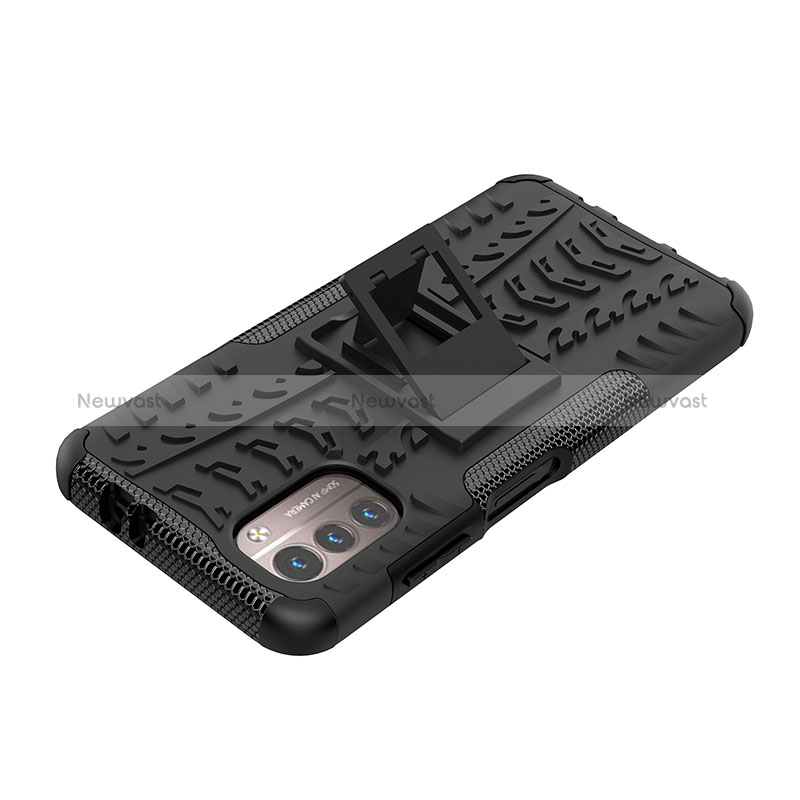 Silicone Matte Finish and Plastic Back Cover Case with Stand JX1 for Nokia G11