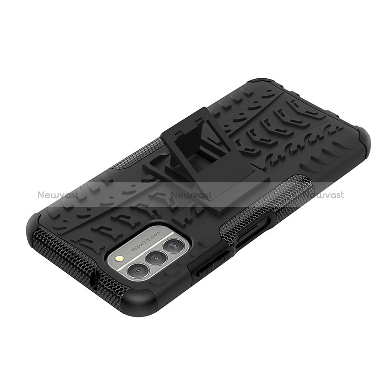 Silicone Matte Finish and Plastic Back Cover Case with Stand JX1 for Nokia G400 5G