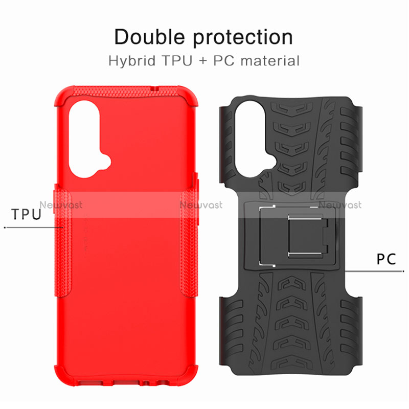 Silicone Matte Finish and Plastic Back Cover Case with Stand JX1 for OnePlus Nord CE 5G