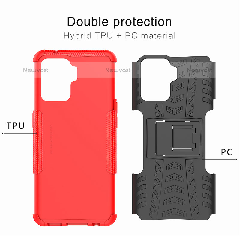 Silicone Matte Finish and Plastic Back Cover Case with Stand JX1 for Oppo A94 4G