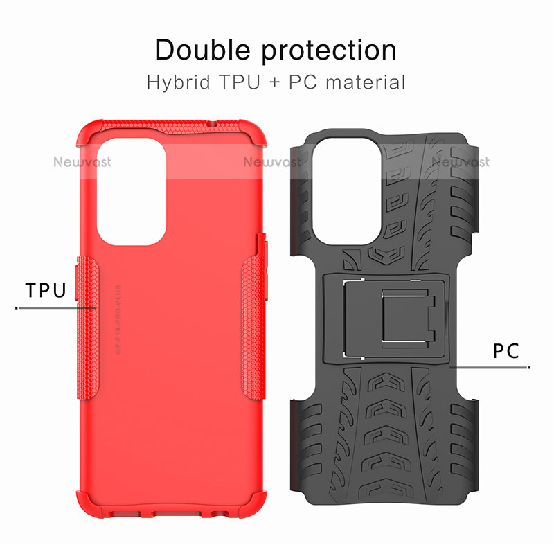 Silicone Matte Finish and Plastic Back Cover Case with Stand JX1 for Oppo A94 5G