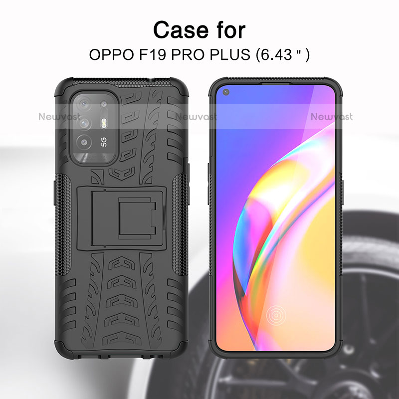 Silicone Matte Finish and Plastic Back Cover Case with Stand JX1 for Oppo A95 5G
