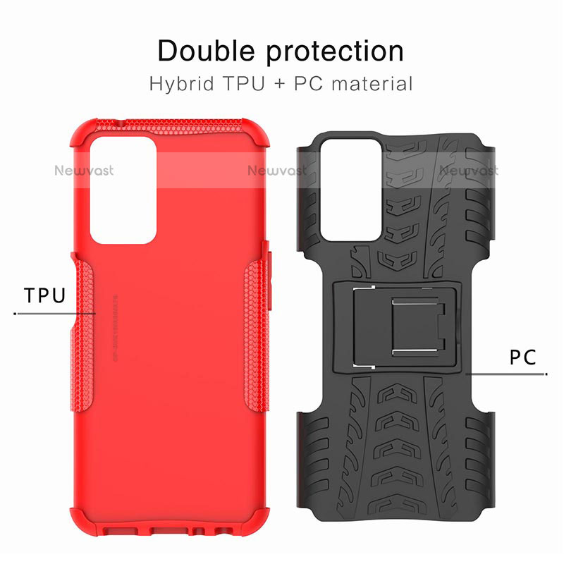 Silicone Matte Finish and Plastic Back Cover Case with Stand JX1 for Oppo K10 4G
