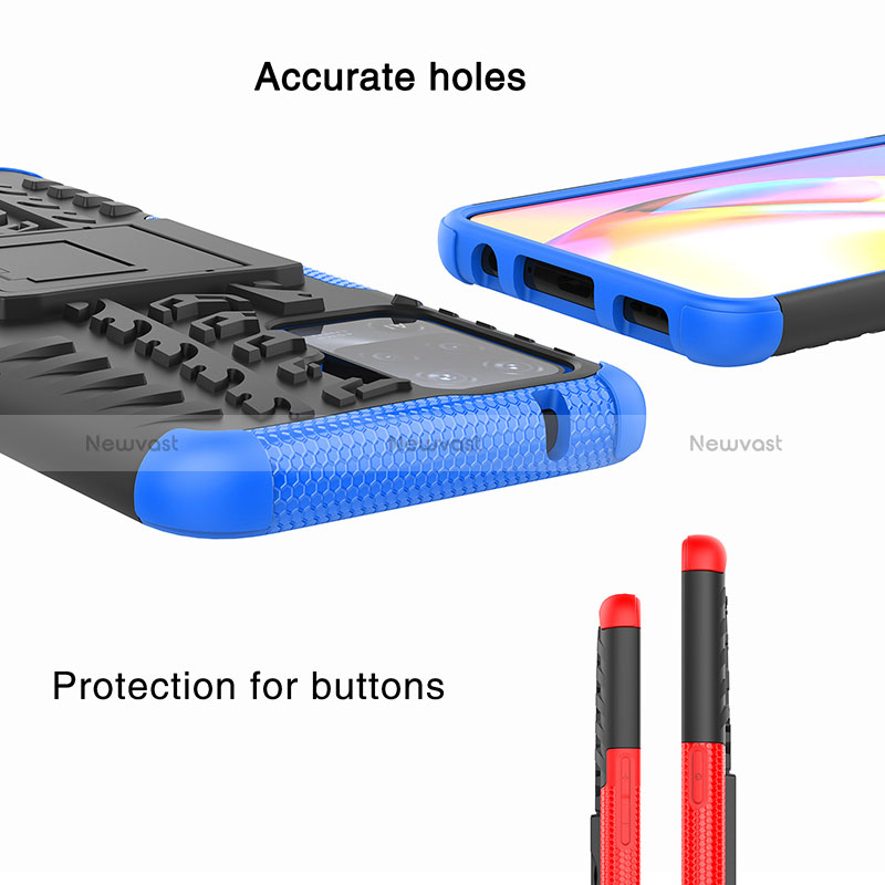 Silicone Matte Finish and Plastic Back Cover Case with Stand JX1 for Oppo Reno5 Lite