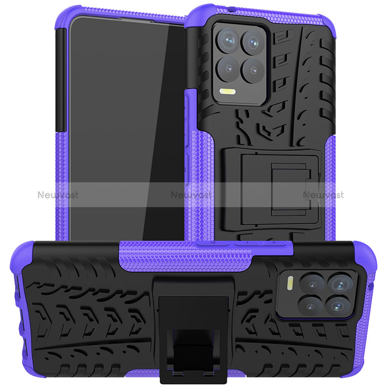 Silicone Matte Finish and Plastic Back Cover Case with Stand JX1 for Realme 8 Pro