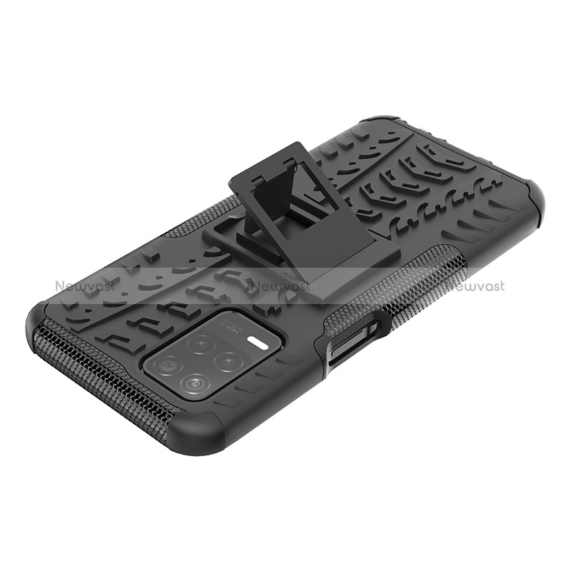 Silicone Matte Finish and Plastic Back Cover Case with Stand JX1 for Realme 9 5G India