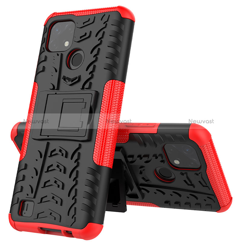 Silicone Matte Finish and Plastic Back Cover Case with Stand JX1 for Realme C11 (2021)