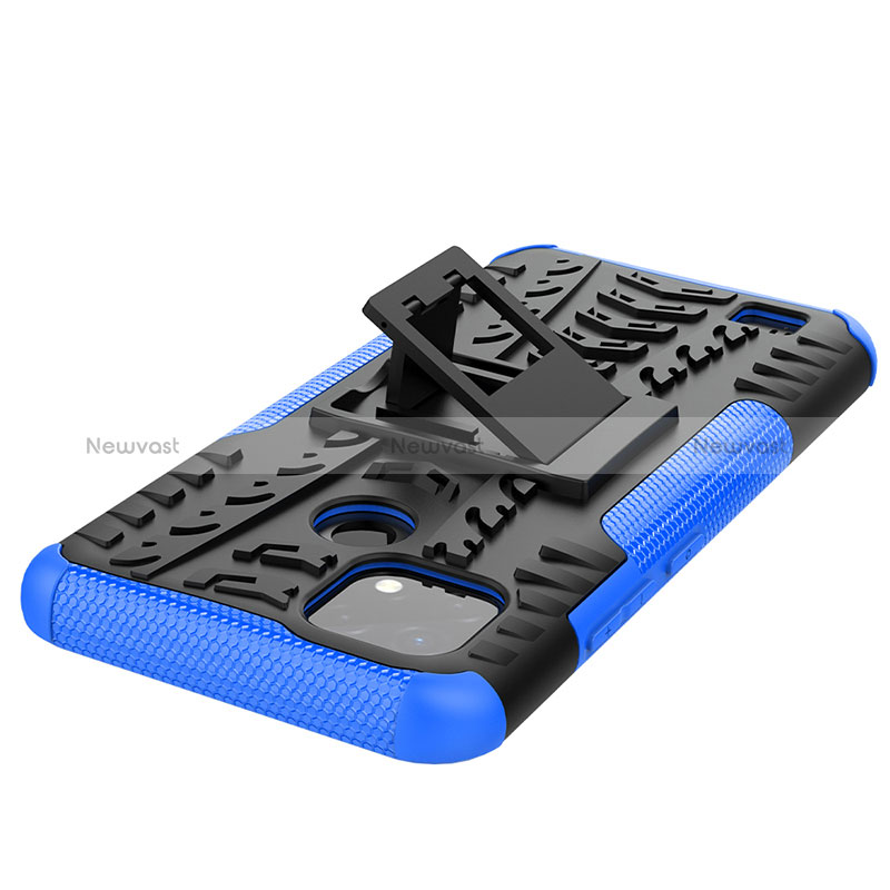 Silicone Matte Finish and Plastic Back Cover Case with Stand JX1 for Realme C20A