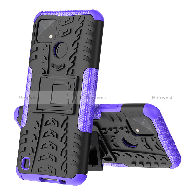 Silicone Matte Finish and Plastic Back Cover Case with Stand JX1 for Realme C25Y India