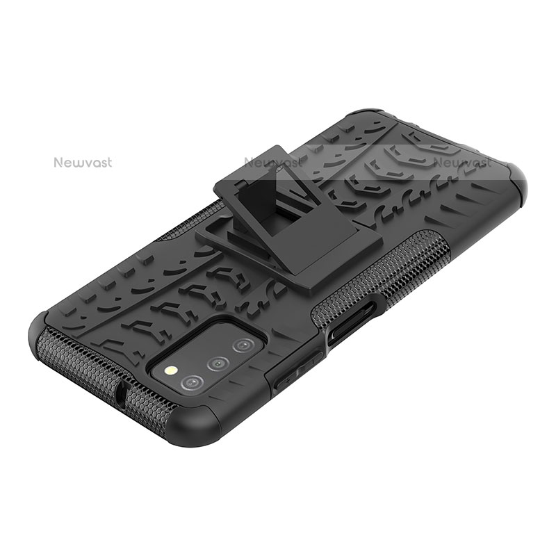 Silicone Matte Finish and Plastic Back Cover Case with Stand JX1 for Samsung Galaxy A02s