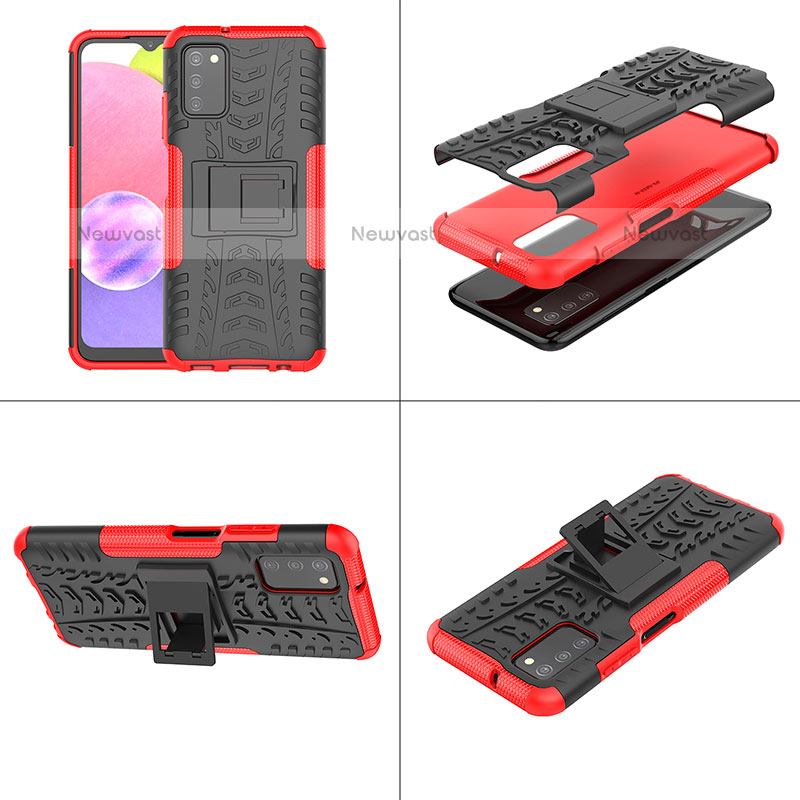 Silicone Matte Finish and Plastic Back Cover Case with Stand JX1 for Samsung Galaxy A02s