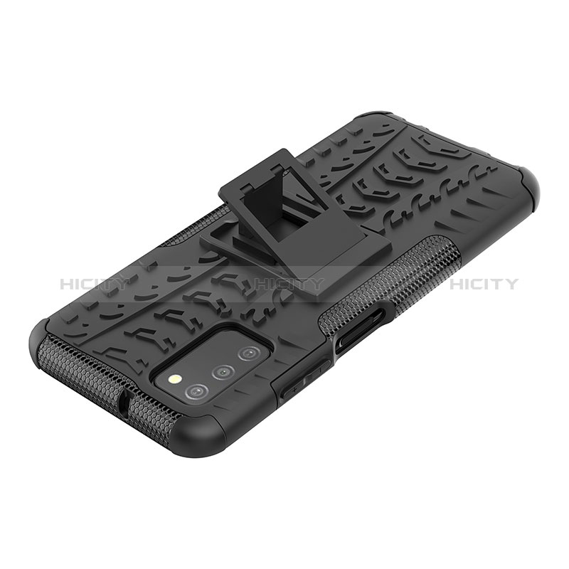 Silicone Matte Finish and Plastic Back Cover Case with Stand JX1 for Samsung Galaxy A03s