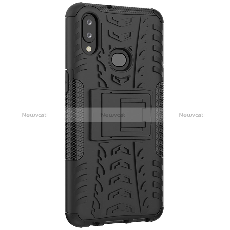 Silicone Matte Finish and Plastic Back Cover Case with Stand JX1 for Samsung Galaxy A10s