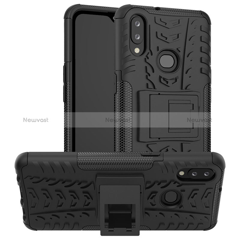 Silicone Matte Finish and Plastic Back Cover Case with Stand JX1 for Samsung Galaxy A10s