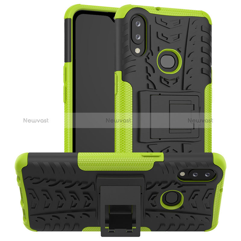 Silicone Matte Finish and Plastic Back Cover Case with Stand JX1 for Samsung Galaxy A10s