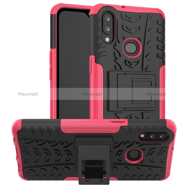 Silicone Matte Finish and Plastic Back Cover Case with Stand JX1 for Samsung Galaxy A10s