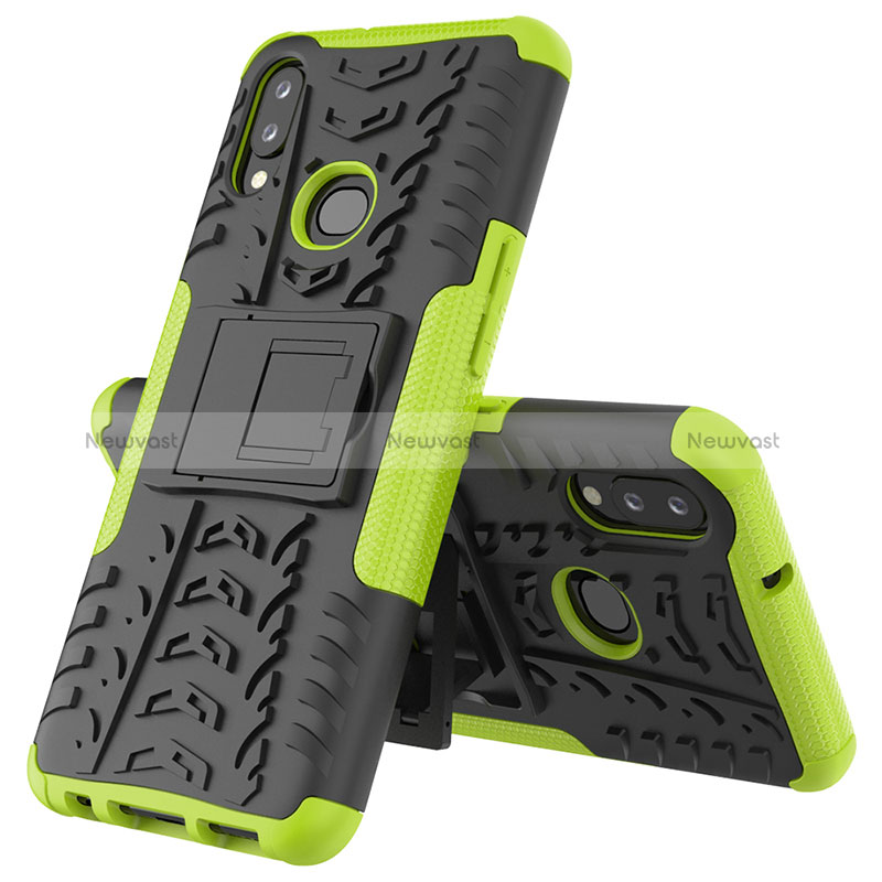 Silicone Matte Finish and Plastic Back Cover Case with Stand JX1 for Samsung Galaxy A10s Green