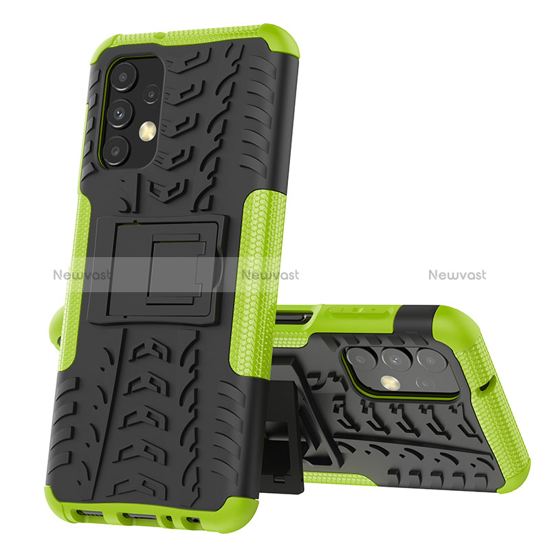 Silicone Matte Finish and Plastic Back Cover Case with Stand JX1 for Samsung Galaxy A13 4G Green