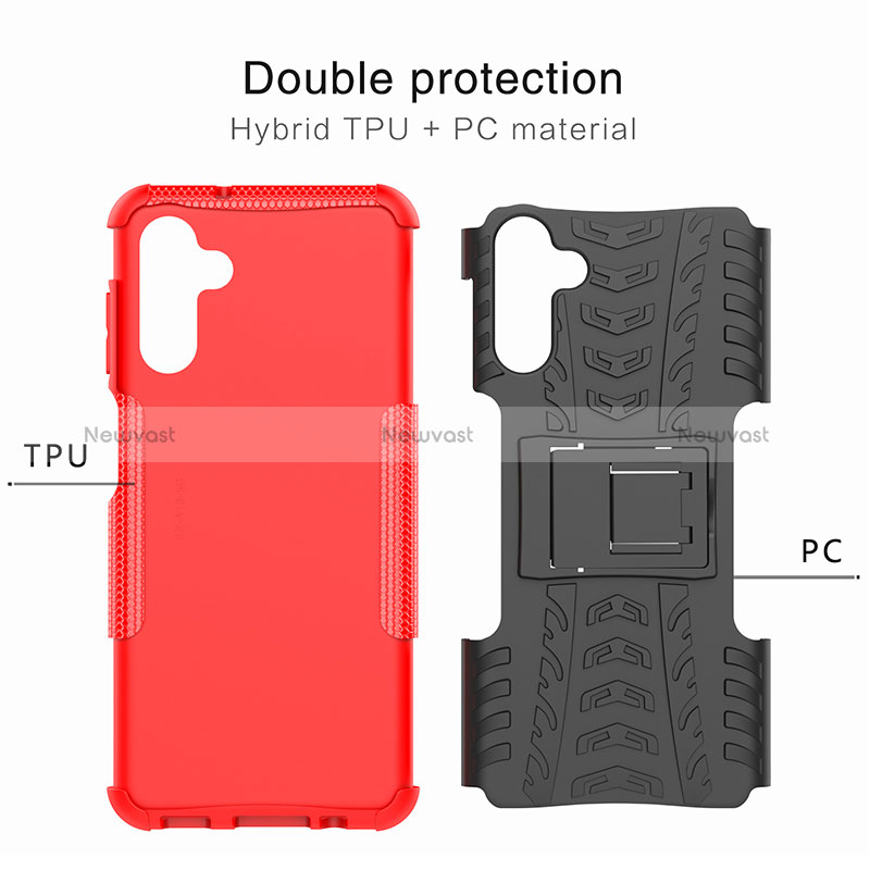 Silicone Matte Finish and Plastic Back Cover Case with Stand JX1 for Samsung Galaxy A13 5G