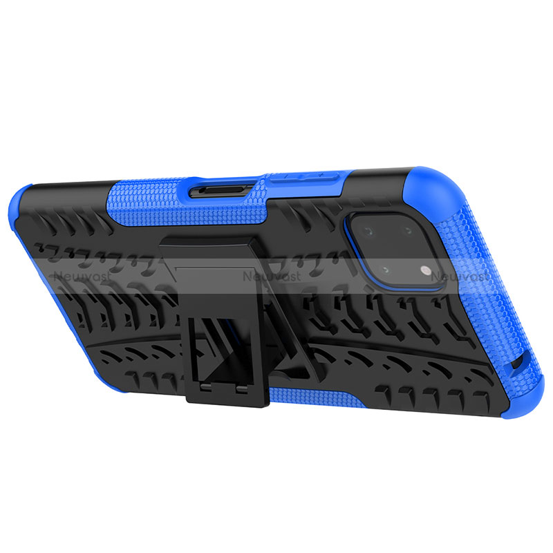 Silicone Matte Finish and Plastic Back Cover Case with Stand JX1 for Samsung Galaxy A22 5G