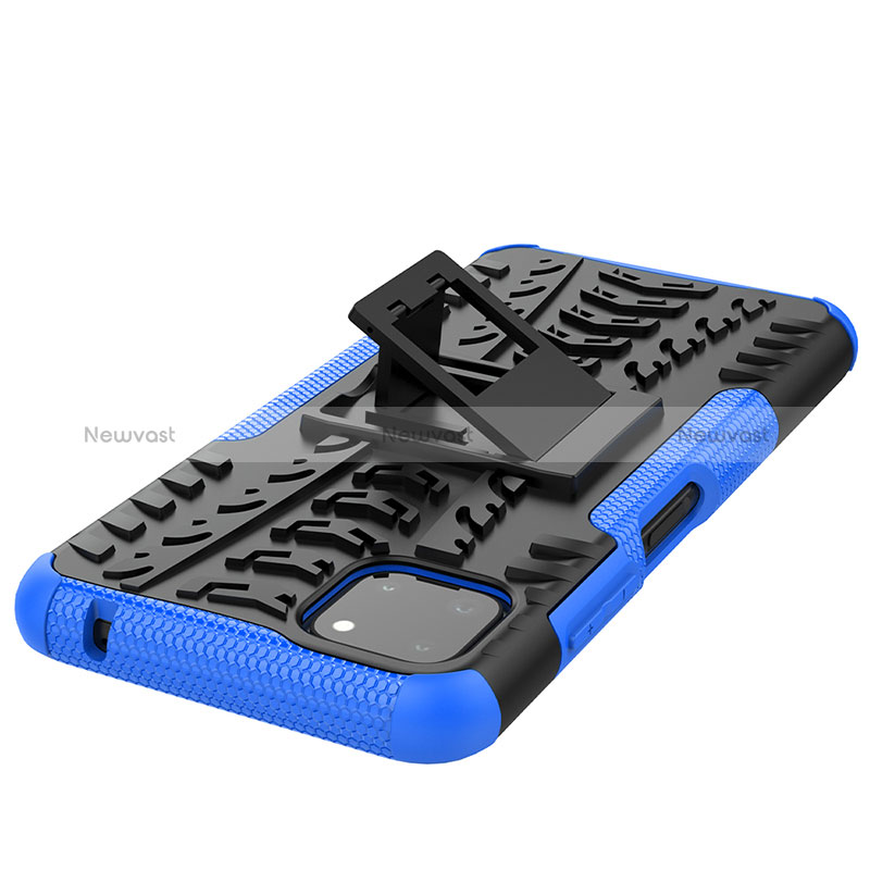 Silicone Matte Finish and Plastic Back Cover Case with Stand JX1 for Samsung Galaxy A22 5G
