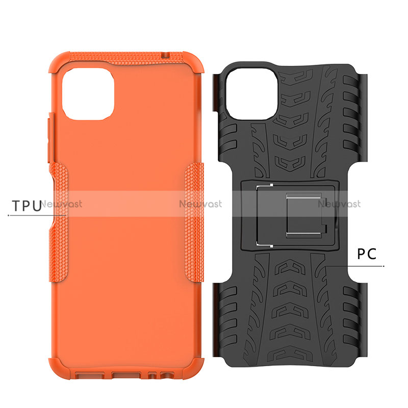 Silicone Matte Finish and Plastic Back Cover Case with Stand JX1 for Samsung Galaxy A22s 5G