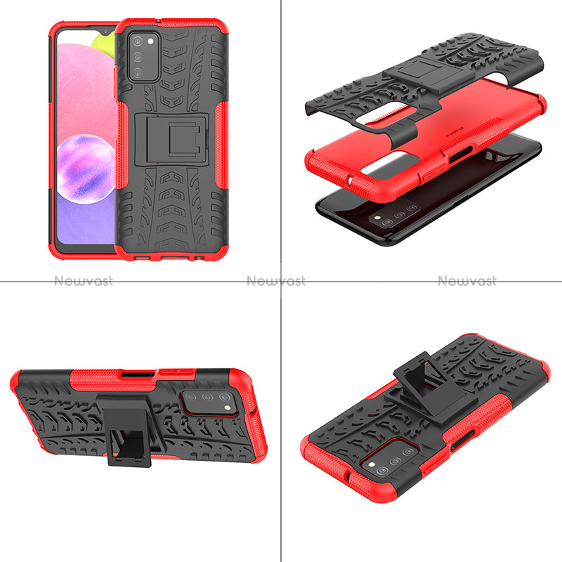 Silicone Matte Finish and Plastic Back Cover Case with Stand JX1 for Samsung Galaxy F02S SM-E025F