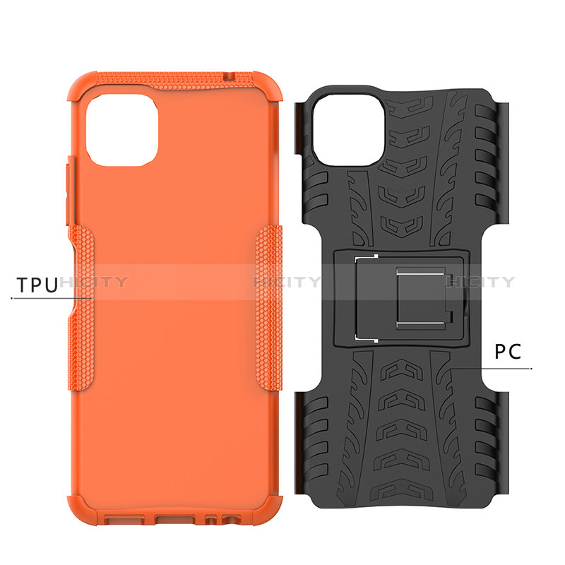 Silicone Matte Finish and Plastic Back Cover Case with Stand JX1 for Samsung Galaxy F42 5G