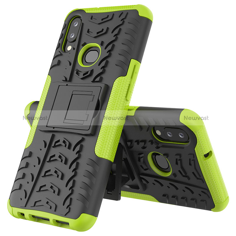 Silicone Matte Finish and Plastic Back Cover Case with Stand JX1 for Samsung Galaxy M01s Green