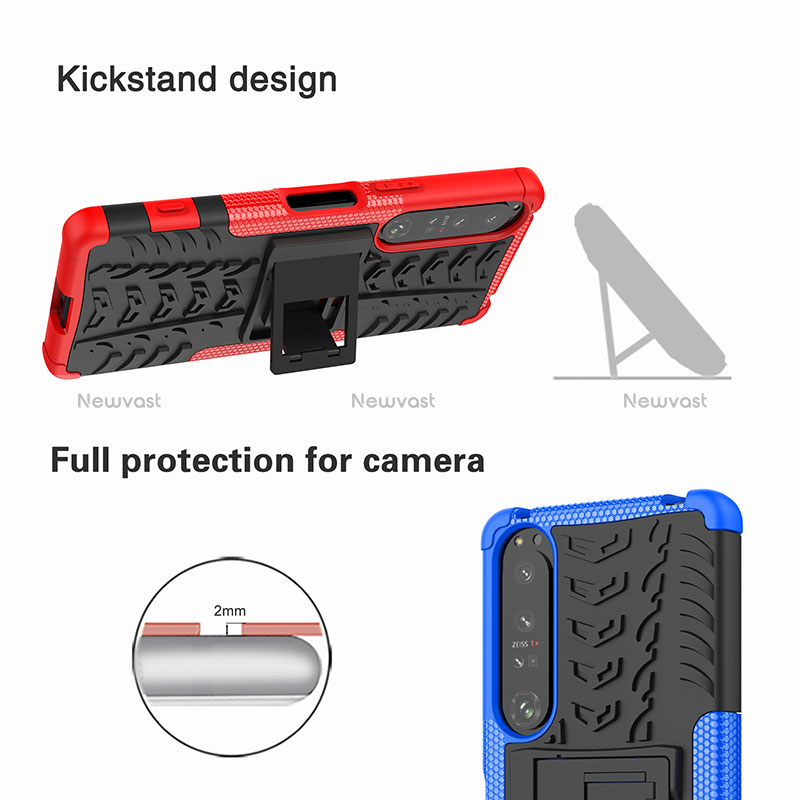 Silicone Matte Finish and Plastic Back Cover Case with Stand JX1 for Sony Xperia 1 IV