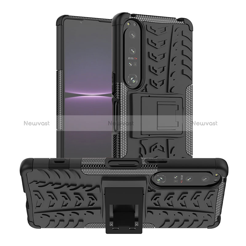 Silicone Matte Finish and Plastic Back Cover Case with Stand JX1 for Sony Xperia 1 IV