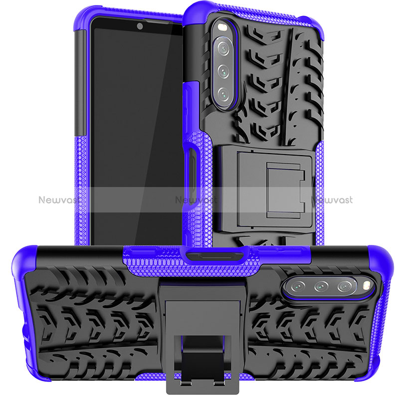 Silicone Matte Finish and Plastic Back Cover Case with Stand JX1 for Sony Xperia 10 III