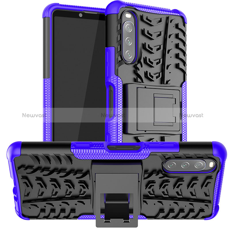 Silicone Matte Finish and Plastic Back Cover Case with Stand JX1 for Sony Xperia 10 III SO-52B