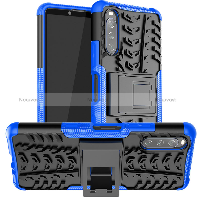 Silicone Matte Finish and Plastic Back Cover Case with Stand JX1 for Sony Xperia 10 III SO-52B