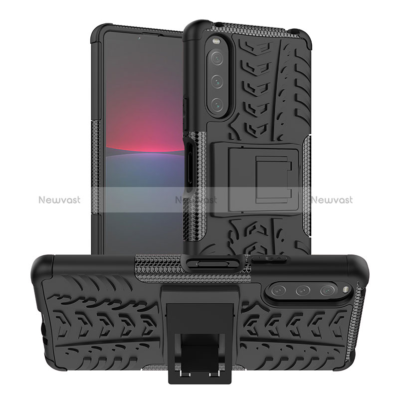 Silicone Matte Finish and Plastic Back Cover Case with Stand JX1 for Sony Xperia 10 IV SO-52C