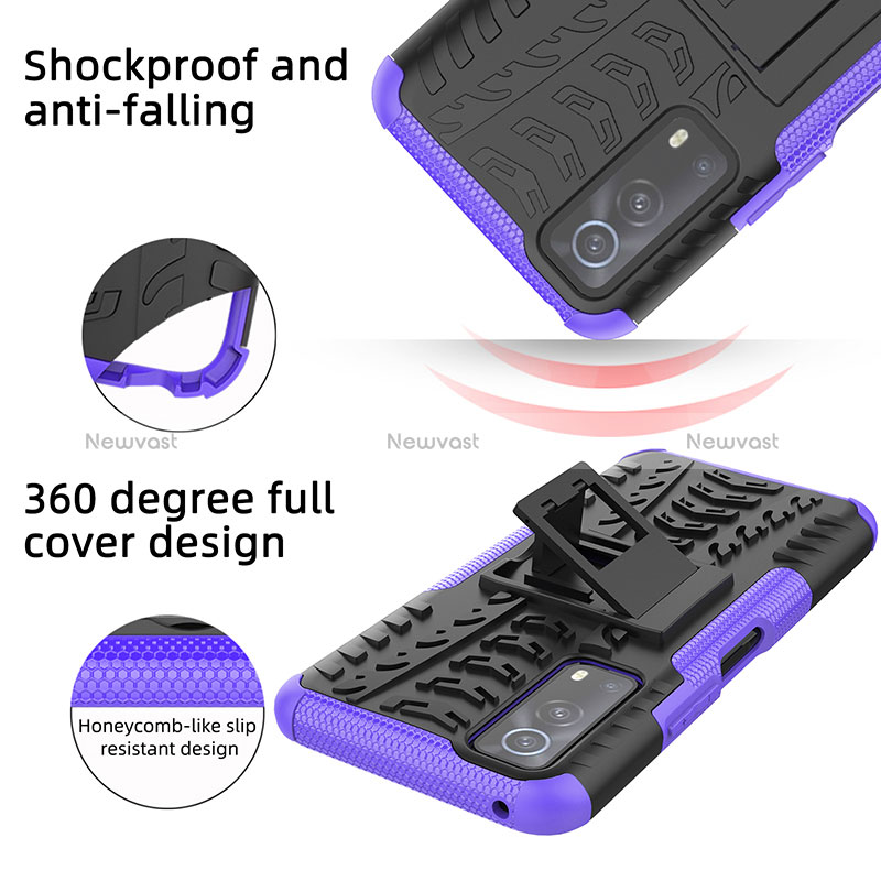 Silicone Matte Finish and Plastic Back Cover Case with Stand JX1 for Vivo iQOO Z3 5G