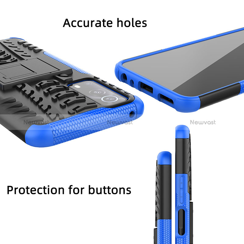 Silicone Matte Finish and Plastic Back Cover Case with Stand JX1 for Vivo Y75s 5G