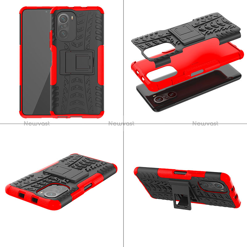 Silicone Matte Finish and Plastic Back Cover Case with Stand JX1 for Xiaomi Mi 11i 5G