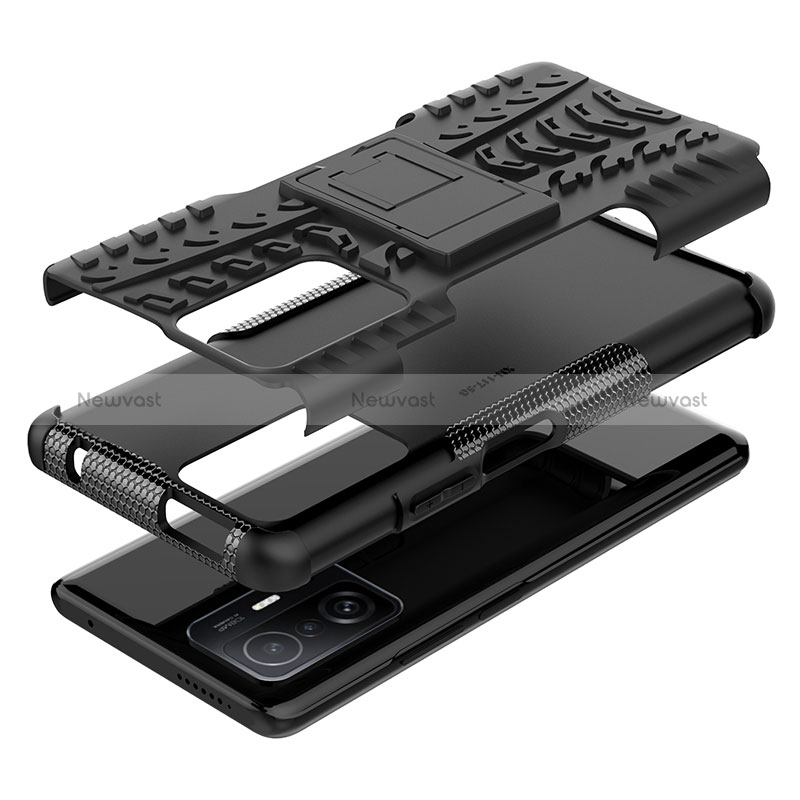 Silicone Matte Finish and Plastic Back Cover Case with Stand JX1 for Xiaomi Mi 11T Pro 5G